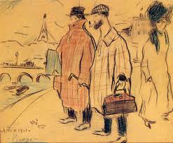 Chegada a Paris com Junyer Vidal, desenho de Picasso