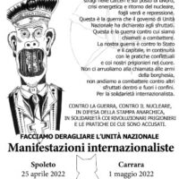 [Itália] Guerra contra a guerra. Mobilização internacionalista em 25 de abril em Spoleto e 1º de maio em Carrara