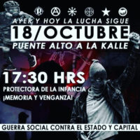 [Chile] "Apelamos para um outubro carregado de vingança, fogo e explosões"