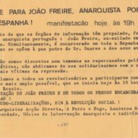 [Portugal] 4 de fevereiro de 1977: manifestação anarquista no Rossio pela libertação do português João Freire, preso em Barcelona numa reunião da FAI