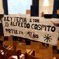 [Grécia] Intervenção no Instituto Cultural Italiano de Atenas em solidariedade a Alfredo Cospito