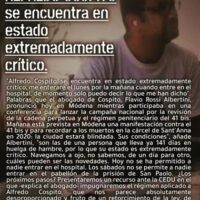 142 dias após o início da greve de fome do companheiro Alfredo Cospito