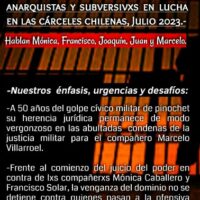 [Chile] Palavras dos prisioneiros anarquistas e subversivos em luta nos cárceres chilenos, Julho 2023.
