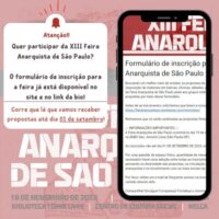 Quer participar da XIII Feira Anarquista de São Paulo?