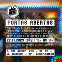 [São Paulo-SP] No CCS, 22/07: "Portas Abertas"