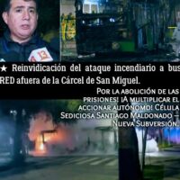[Chile] Ataque incendiário ao ônibus da RED do lado de fora da Prisão de San Miguel