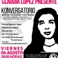 [Chile] Santiago: Conversatório, memória, reflexões e continuidade. Memória/subversão Claudia López Presente – 4 de agosto