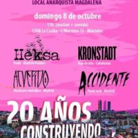 [Espanha] Madri: Concerto de aniversário dos 20 anos da Biblioteca Local Anarquista Magdalena