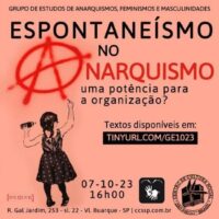 [São Paulo-SP] "Espontaneísmo no anarquismo: uma potência para a organização?"