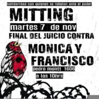 [Chile] Convocatória solidária para o veredicto contra Mónica e Francisco