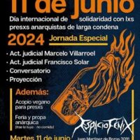 [Chile] 11 de junho: Dia Internacional de Solidariedade aos Presxs Anarquistas de Longa Data