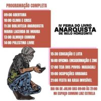 Confira a programação completa da IV Feira do Livro Anarquista de Belo Horizonte!