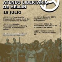 [Espanha] Jornada de Inauguração do novo local do Ateneu Libertário de Hellín