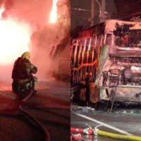 [Chile] Santiago: Reivindicação de atentado incendiário contra ônibus RED nos arredores da 58° Comissária de Carabineros