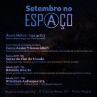 [Porto Alegre-RS] Vem colar nas atividades do Esp(a)ço neste mês de novembro!