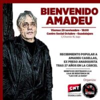 [Espanha] Guadalajara: Recepção popular para Amadeu Casellas, ex-preso anarquista, após 27 anos de prisão