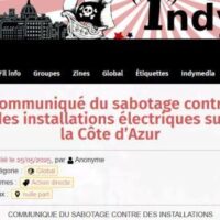 [França] Comunicado sobre sabotagem de instalações elétricas na Côte d'Azur