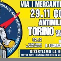 Itália] Turim: Fora os mercadores de armas! Ato antimilitarista em 29 de novembro e bloqueio em 2 de dezembro