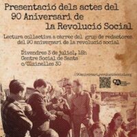 [Espanha] Apresentação das Jornadas do 90º Aniversário da Revolução Social
