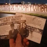 [Chile] Mural em memória dxs companheirxs Lupi, Tortuga e Belén, no âmbito do Agosto Negro